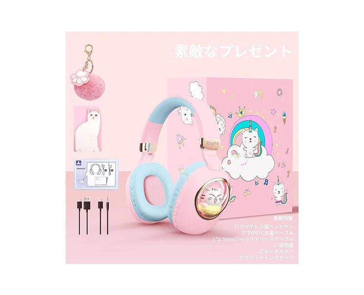 Children's Bluetooth Cat Headphones: Pink - Image 2
