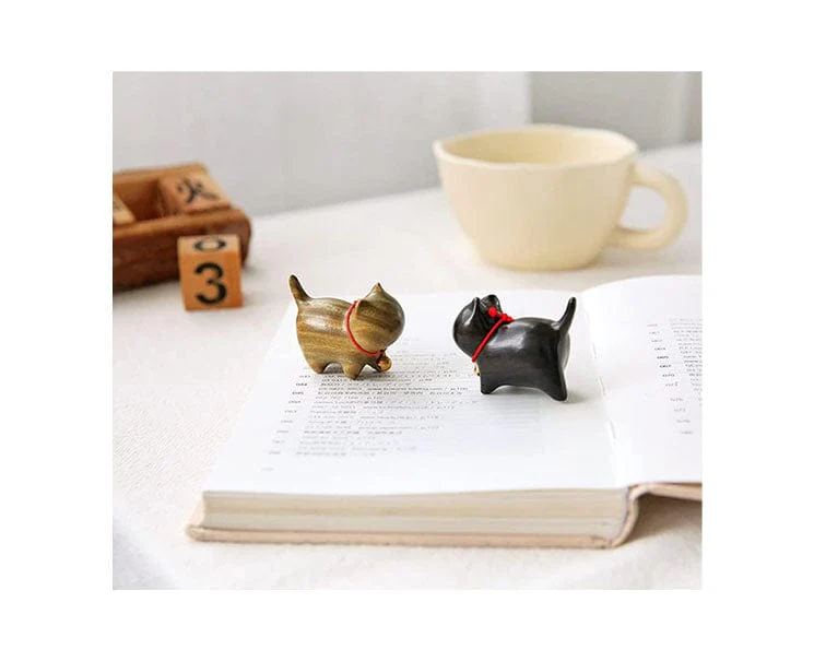 Wooden Cat Figurine Set of 2 - Image 2